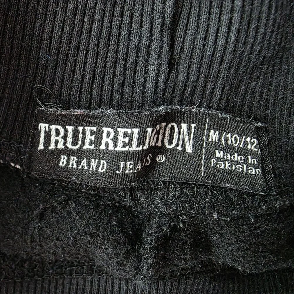 True Religion Boys Medium Joggers Sweatpants Black Spell Out Pockets - Picture 5 of 7